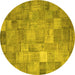 Round Patchwork Yellow Transitional Rug, con556yw