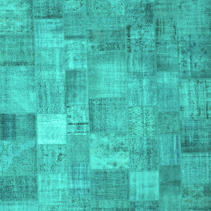 Machine Washable Patchwork Turquoise Transitional Area Rugs, wshcon556turq