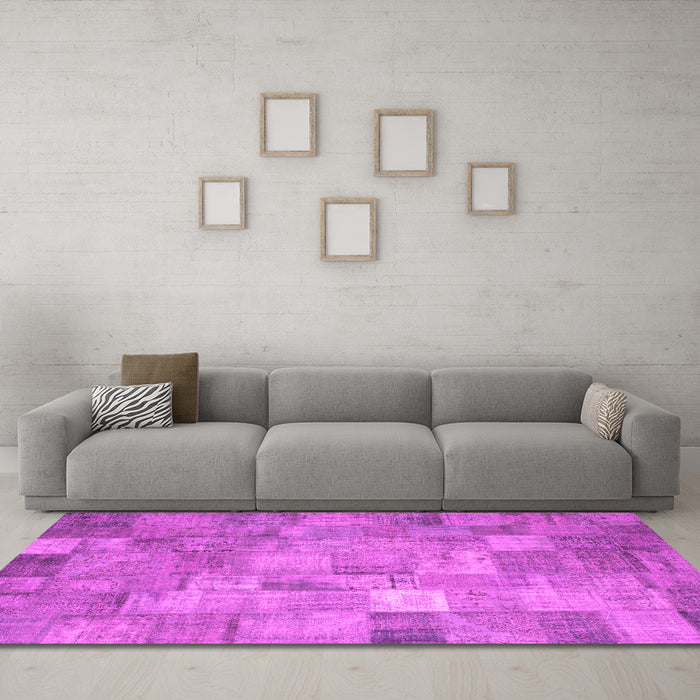 Machine Washable Patchwork Pink Transitional Rug in a Living Room, wshcon556pnk