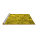 Sideview of Machine Washable Patchwork Yellow Transitional Rug, wshcon556yw