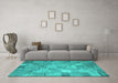 Machine Washable Patchwork Turquoise Transitional Area Rugs in a Living Room,, wshcon556turq