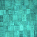 Square Machine Washable Patchwork Turquoise Transitional Area Rugs, wshcon556turq