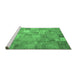 Sideview of Machine Washable Patchwork Emerald Green Transitional Area Rugs, wshcon556emgrn