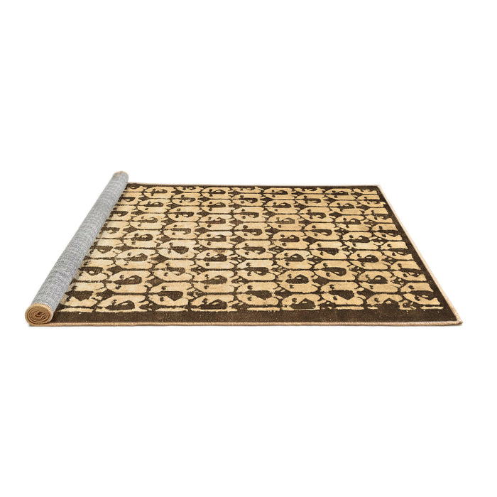 Sideview of Machine Washable Abstract Brown Contemporary Rug, wshcon557brn