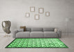 Machine Washable Abstract Emerald Green Contemporary Area Rugs in a Living Room,, wshcon557emgrn