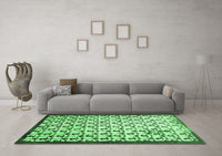 Machine Washable Abstract Emerald Green Contemporary Rug, wshcon557emgrn