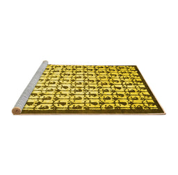 Sideview of Machine Washable Abstract Yellow Contemporary Rug, wshcon557yw