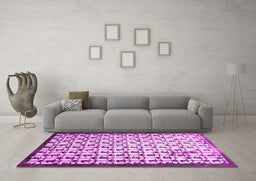 Machine Washable Abstract Pink Contemporary Rug in a Living Room, wshcon557pnk