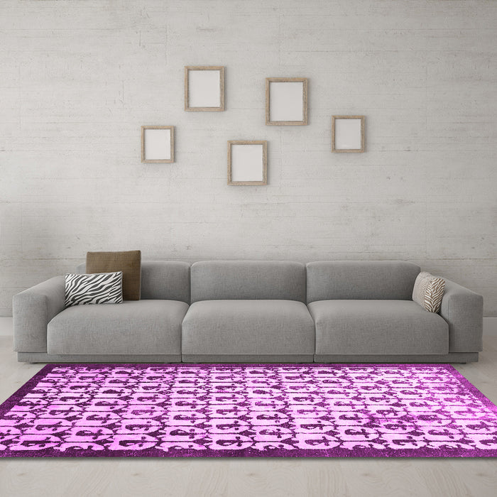 Machine Washable Abstract Pink Contemporary Rug in a Living Room, wshcon557pnk