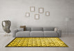 Machine Washable Abstract Yellow Contemporary Rug in a Living Room, wshcon557yw