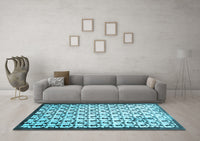 Machine Washable Abstract Light Blue Contemporary Rug, wshcon557lblu