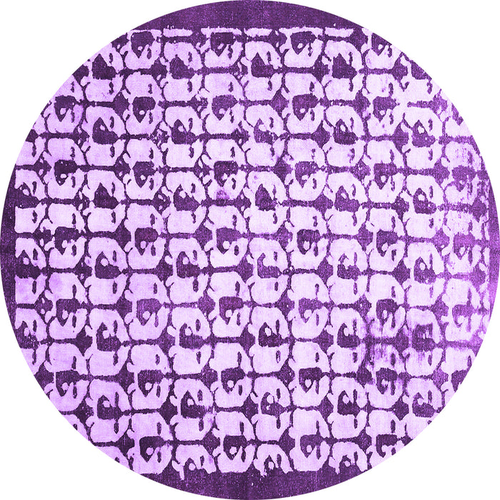 Round Machine Washable Abstract Purple Contemporary Area Rugs, wshcon557pur