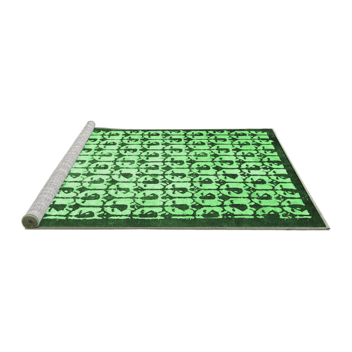 Sideview of Machine Washable Abstract Emerald Green Contemporary Area Rugs, wshcon557emgrn