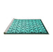 Sideview of Machine Washable Abstract Turquoise Contemporary Area Rugs, wshcon557turq