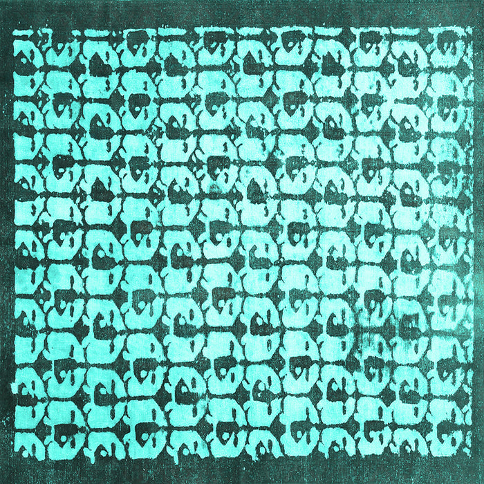 Square Machine Washable Abstract Turquoise Contemporary Area Rugs, wshcon557turq