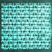 Square Machine Washable Abstract Turquoise Contemporary Area Rugs, wshcon557turq