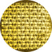 Round Machine Washable Abstract Yellow Contemporary Rug, wshcon557yw