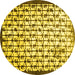 Round Abstract Yellow Contemporary Rug, con557yw