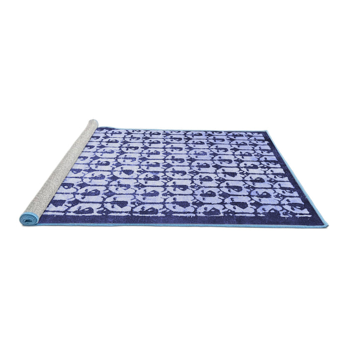 Sideview of Machine Washable Abstract Blue Contemporary Rug, wshcon557blu