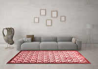 Machine Washable Abstract Red Contemporary Rug, wshcon557red