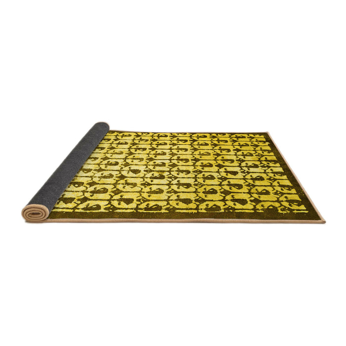 Sideview of Abstract Yellow Contemporary Rug, con557yw