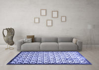 Machine Washable Abstract Blue Contemporary Rug, wshcon557blu