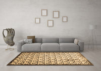 Machine Washable Abstract Brown Contemporary Rug, wshcon557brn