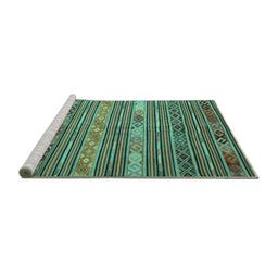Sideview of Machine Washable Oriental Turquoise Traditional Area Rugs, wshcon558turq