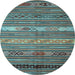 Round Oriental Light Blue Traditional Rug, con558lblu