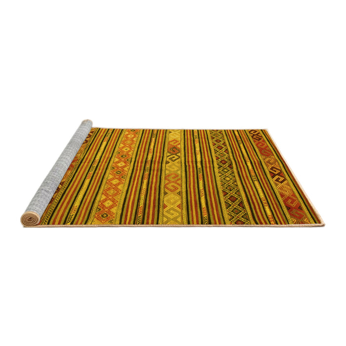 Sideview of Machine Washable Oriental Yellow Traditional Rug, wshcon558yw