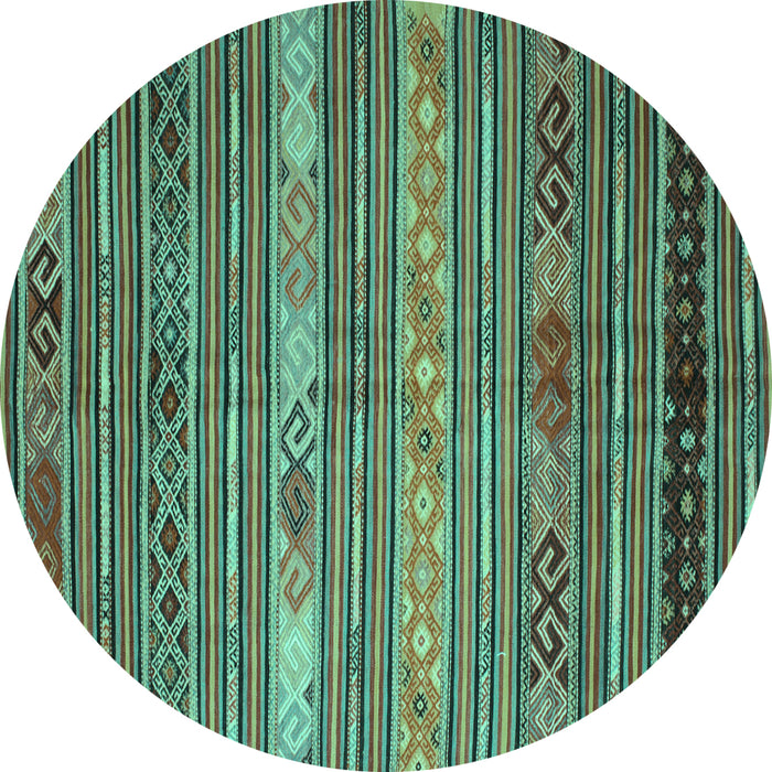 Round Oriental Turquoise Traditional Rug, con558turq