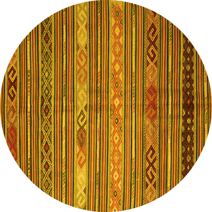 Round Oriental Yellow Traditional Rug, con558yw