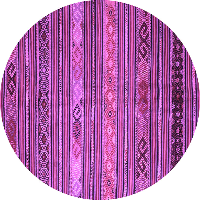Round Oriental Purple Traditional Rug, con558pur