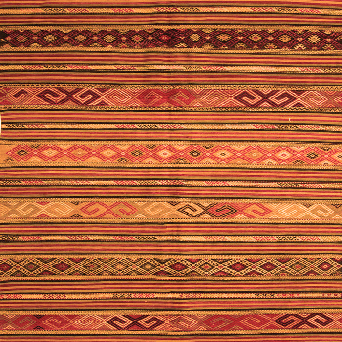 Round Machine Washable Oriental Orange Traditional Area Rugs, wshcon558org