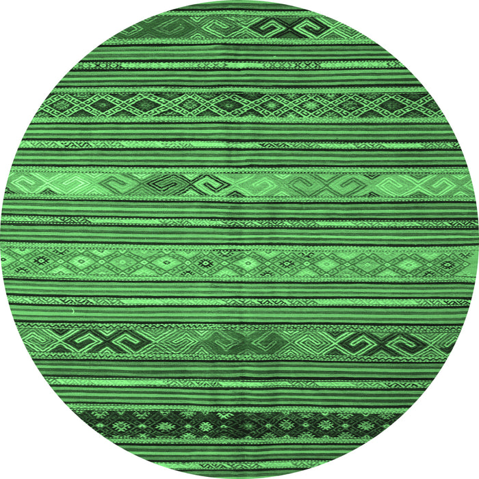 Round Oriental Emerald Green Traditional Rug, con558emgrn