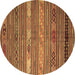 Round Oriental Brown Traditional Rug, con558brn