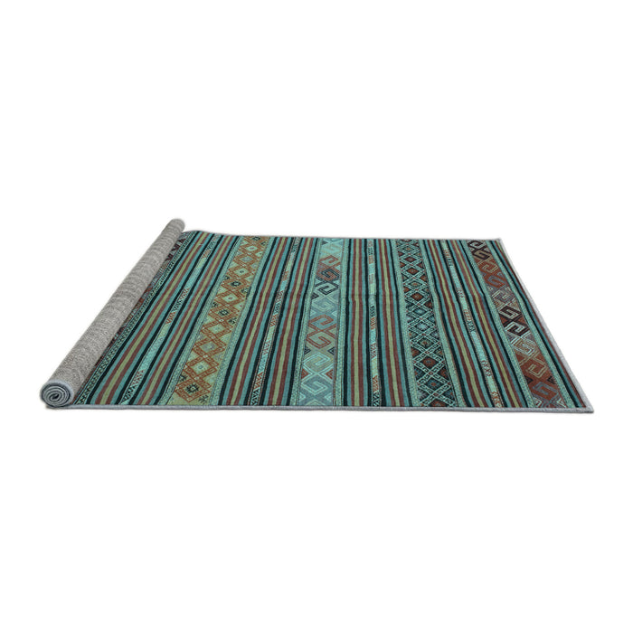 Sideview of Machine Washable Oriental Light Blue Traditional Rug, wshcon558lblu