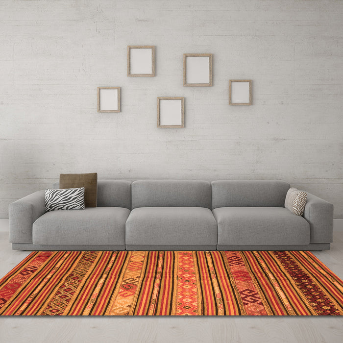 Machine Washable Oriental Orange Traditional Area Rugs in a Living Room, wshcon558org