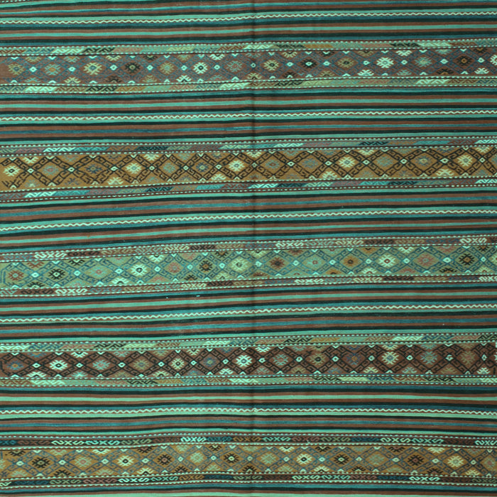 Machine Washable Oriental Turquoise Traditional Area Rugs, wshcon559turq