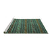 Sideview of Machine Washable Oriental Turquoise Traditional Area Rugs, wshcon559turq