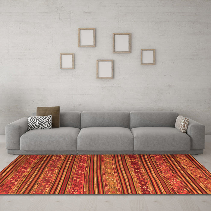 Machine Washable Oriental Orange Traditional Area Rugs in a Living Room, wshcon559org