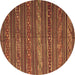 Round Machine Washable Oriental Brown Traditional Rug, wshcon559brn