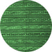 Round Oriental Emerald Green Traditional Rug, con559emgrn