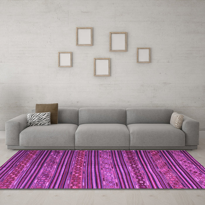 Machine Washable Oriental Purple Traditional Area Rugs in a Living Room, wshcon559pur