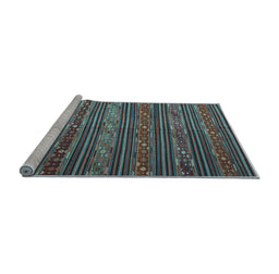 Sideview of Machine Washable Oriental Light Blue Traditional Rug, wshcon559lblu