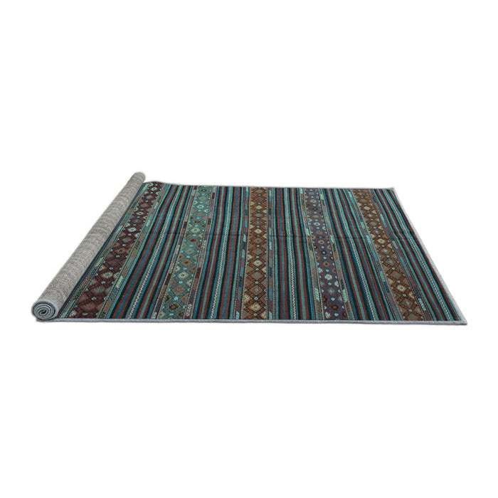 Sideview of Machine Washable Oriental Light Blue Traditional Rug, wshcon559lblu