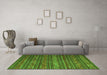 Machine Washable Oriental Green Traditional Area Rugs in a Living Room,, wshcon559grn