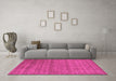 Machine Washable Abstract Pink Contemporary Rug in a Living Room, wshcon55pnk