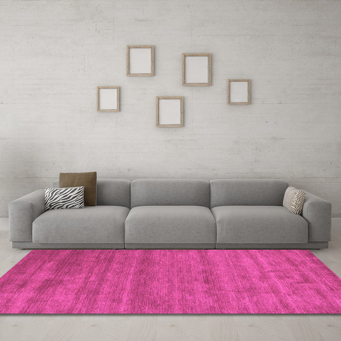 Machine Washable Abstract Pink Contemporary Rug in a Living Room, wshcon55pnk