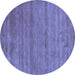 Round Abstract Blue Contemporary Rug, con55blu